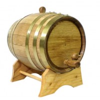 Oak Beverage Dispensing Barrel with Brass Bands: 1 Liter - Whiskey